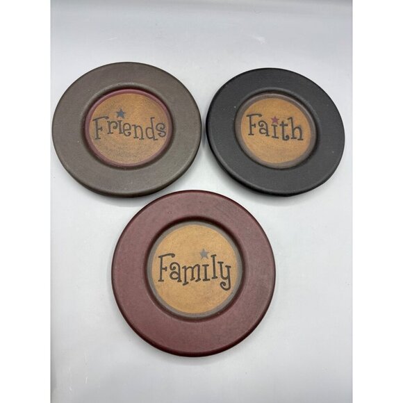 Primitive Decor Plates Barbara Lloyd Faith Friends Family Hearthside Collection - Picture 1 of 8